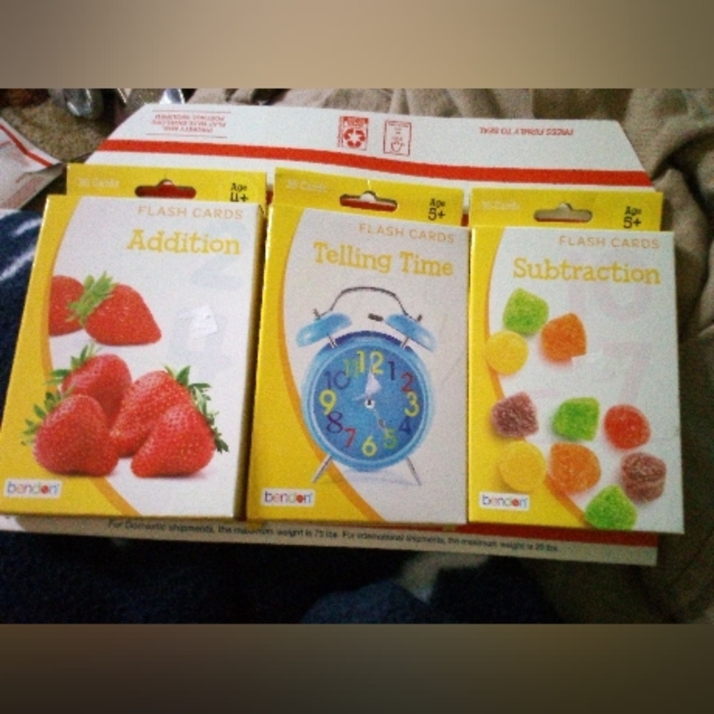BRAND NEW ADDITION SUBTRACTION AND TELLING TIME LEARNING CARDS